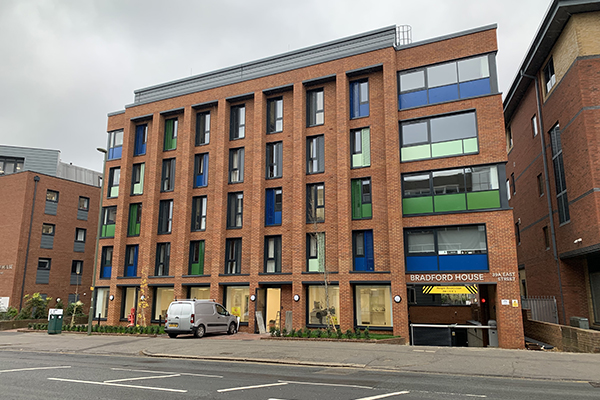 New build comprising student accomodation, commercial space at ground floor and basement parking in Epsom.
